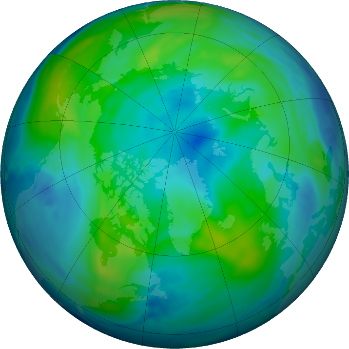 Arctic ozone map for 02 November 2020